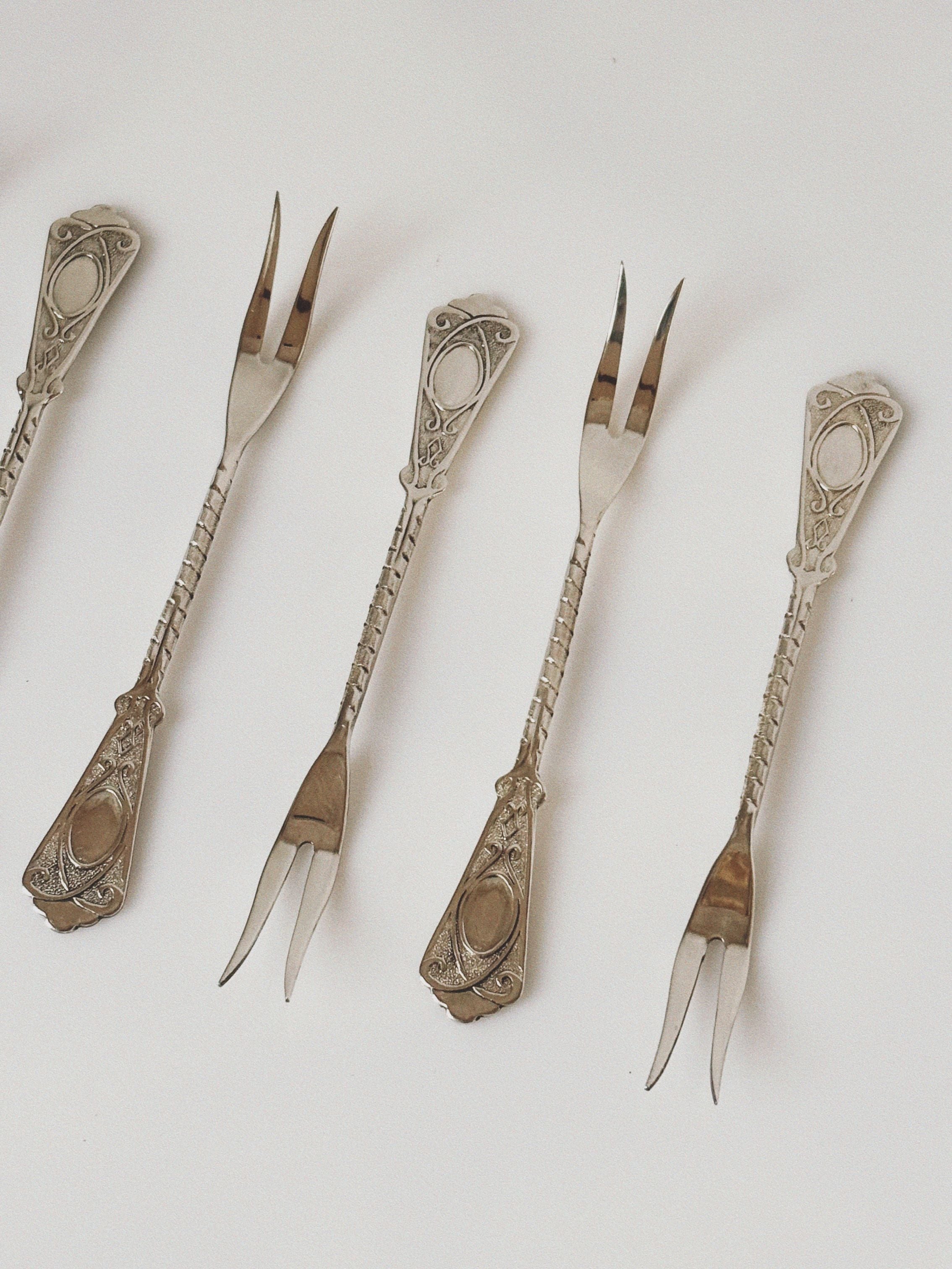 Set of Silver Plated Dessert Forks, 1985 Poland — alternate view