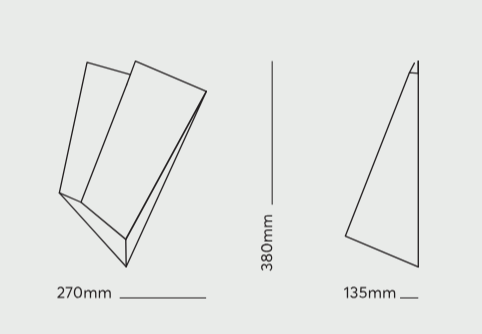 Katoptris Nickel Wall Light — angled view with technical dimensions