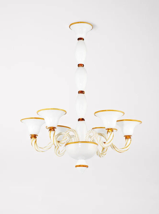Rosenborg Chandelier — front view with white and gold accents