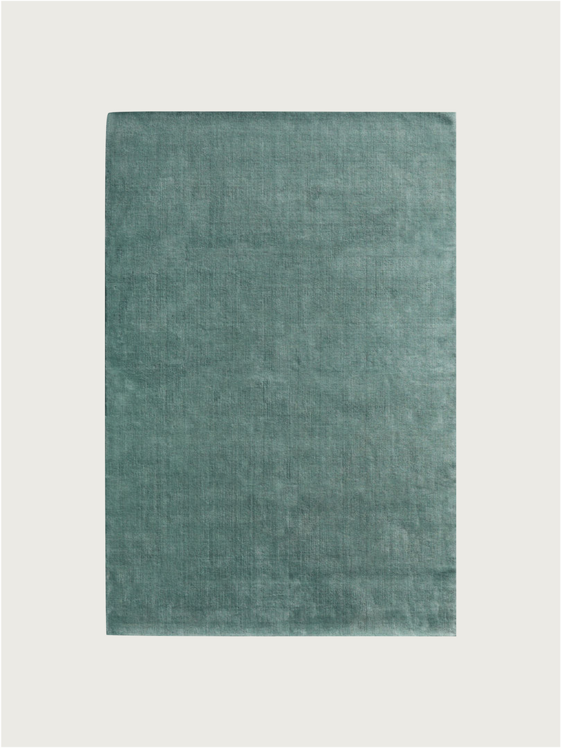 Hand-woven Rug in New Zealand Wool. Pale Blue by MOST | The Oblist — handcrafted wool, pale blue color