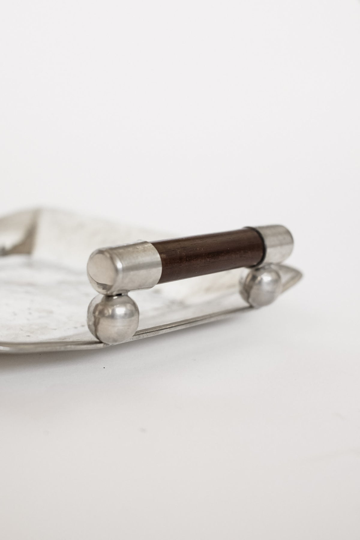 Hammered Pewter Tray with Wooden Handles by Schohaus — view 9