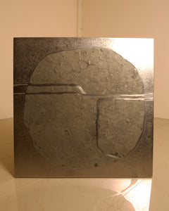 Sculptural Coffee Table in Wood and Steel by Heinz Lilienthal, 1960s — close-up of polished steel surface