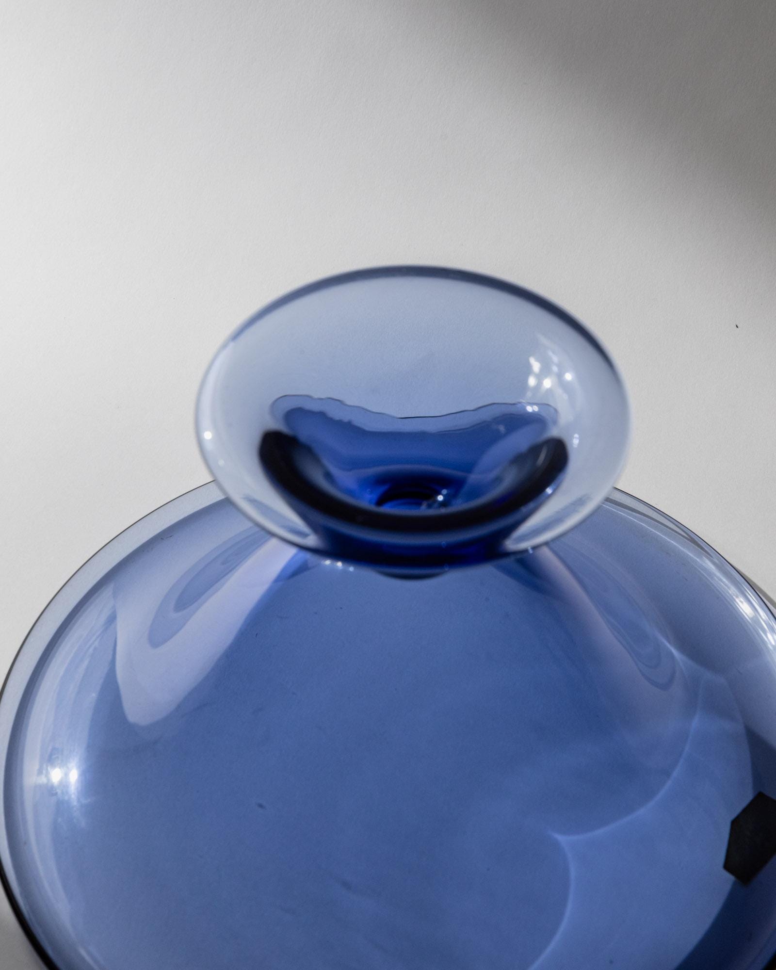1980s Murano Glass Bowl — top view highlighting blue glass material