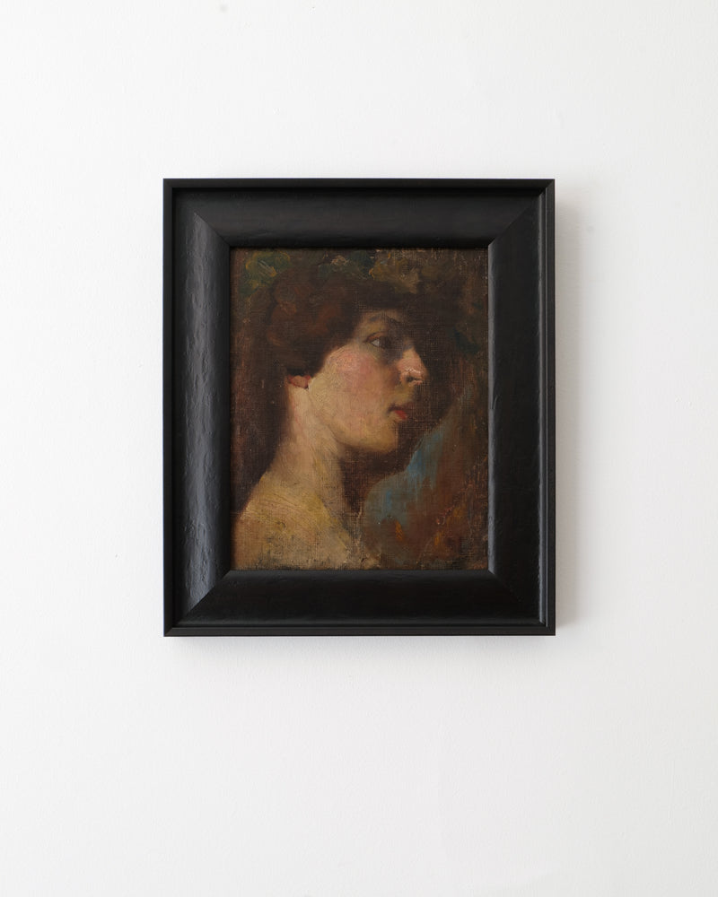 Victorian oil portrait of lady in profile, W.A Brakespeare 1880