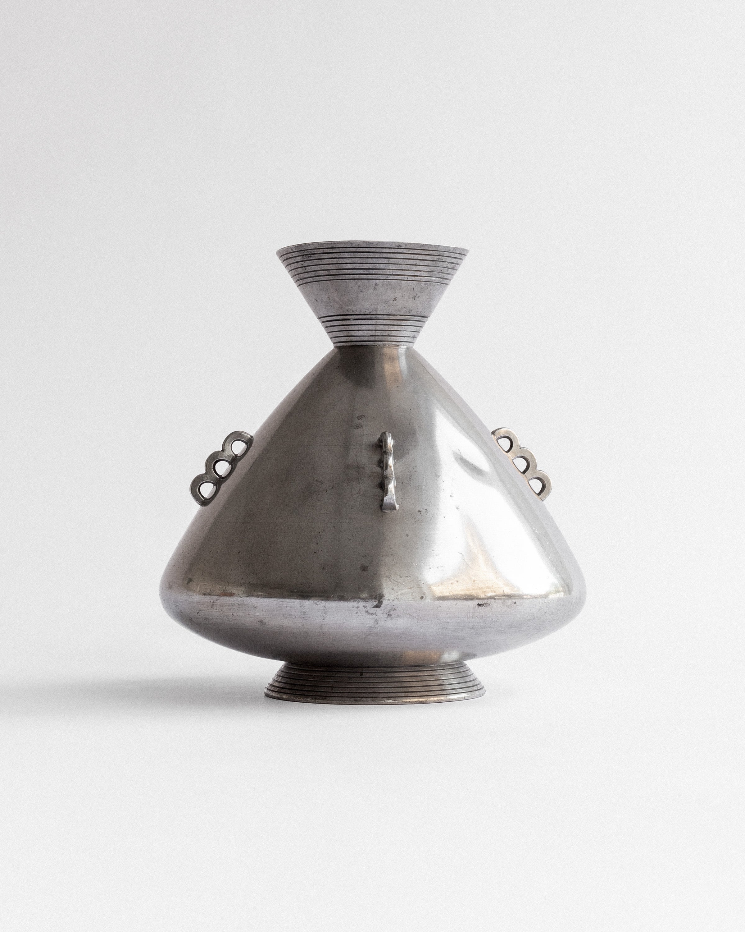 Art Deco Pewter Vase by Sylvia Stave, Sweden, 1930s — side angle