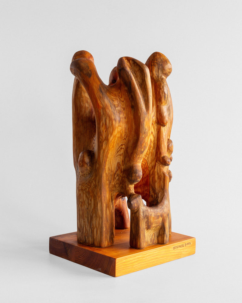 Large Wooden Sculpture by Jean-Maurice Steiner, 2007 — close-up of handcrafted wooden details