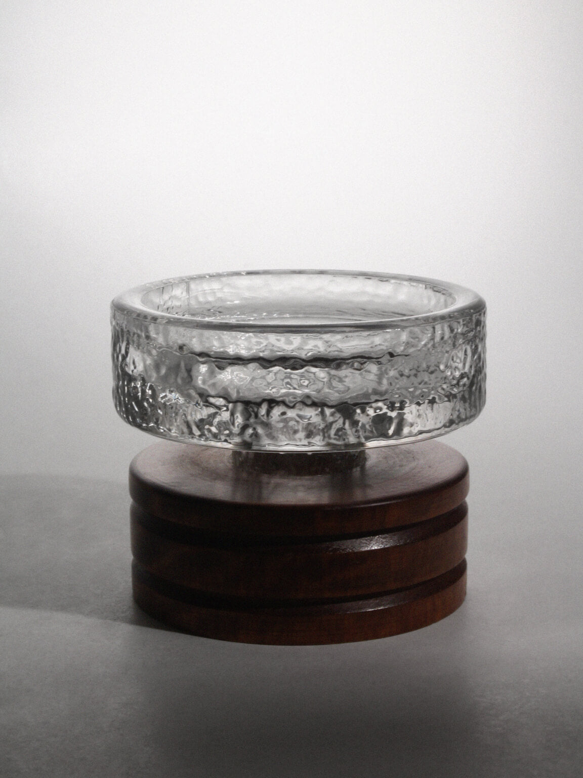 Harry N. Boström Crystal Glass And Wood Candle Holder, For BO Ström, 1960s — detail view