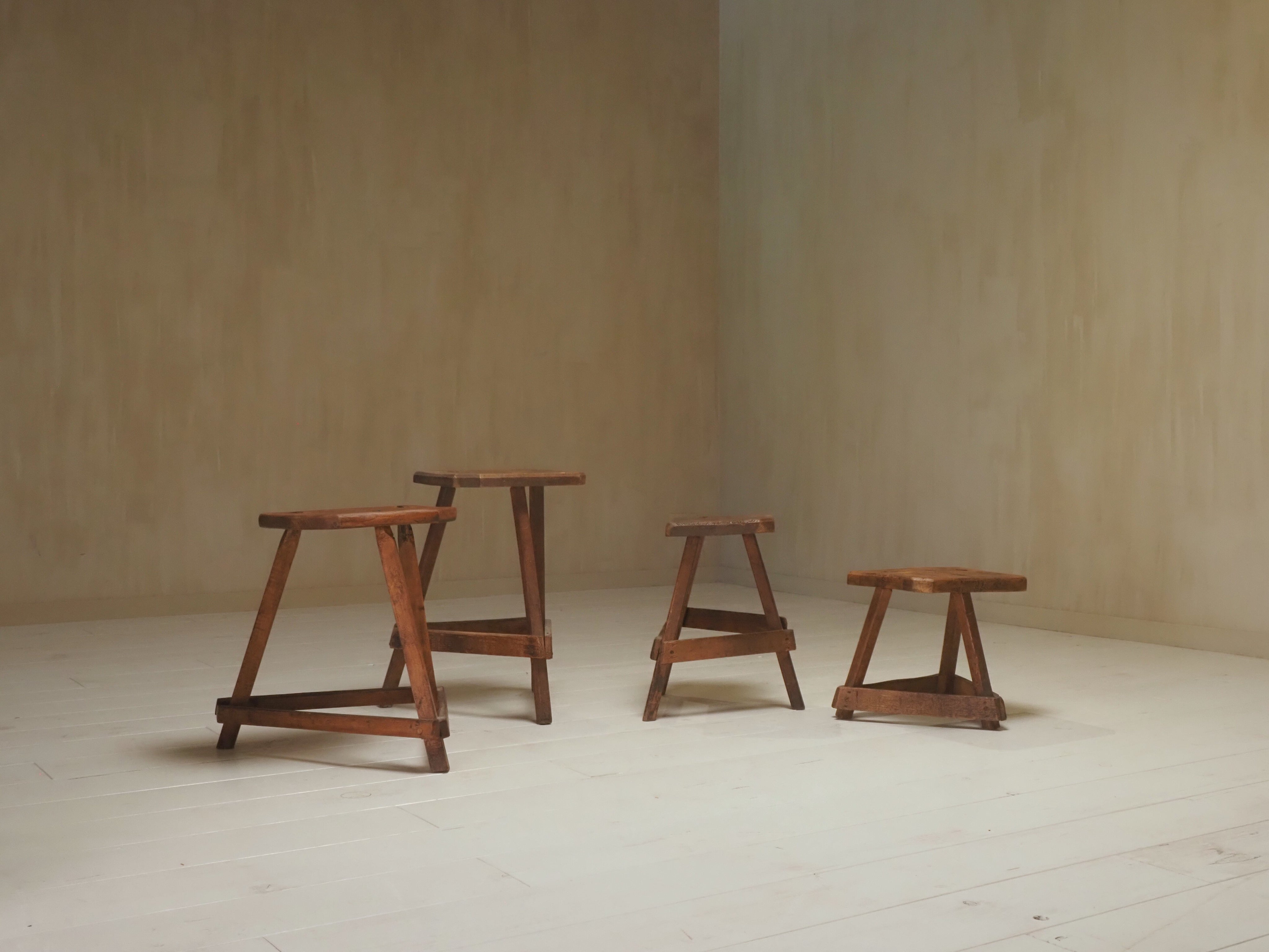 Set of 19th Century English Antique Oak Cutler's Stools — additional view