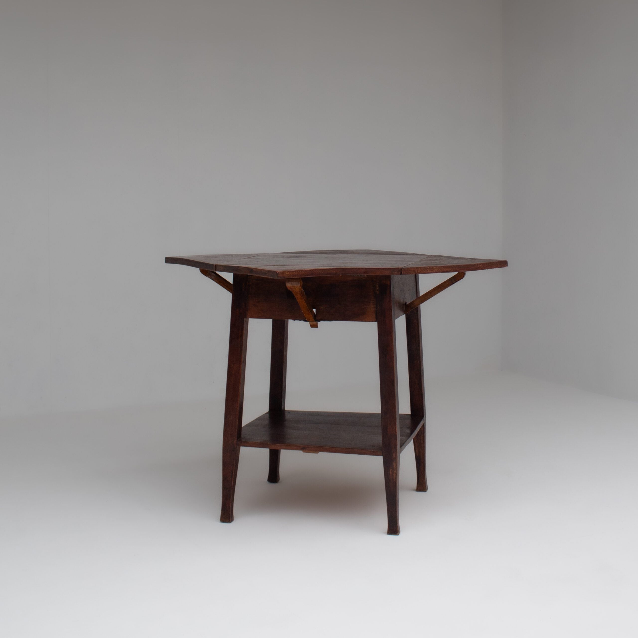 Art Deco Folding Side Table in Solid Wood — close-up