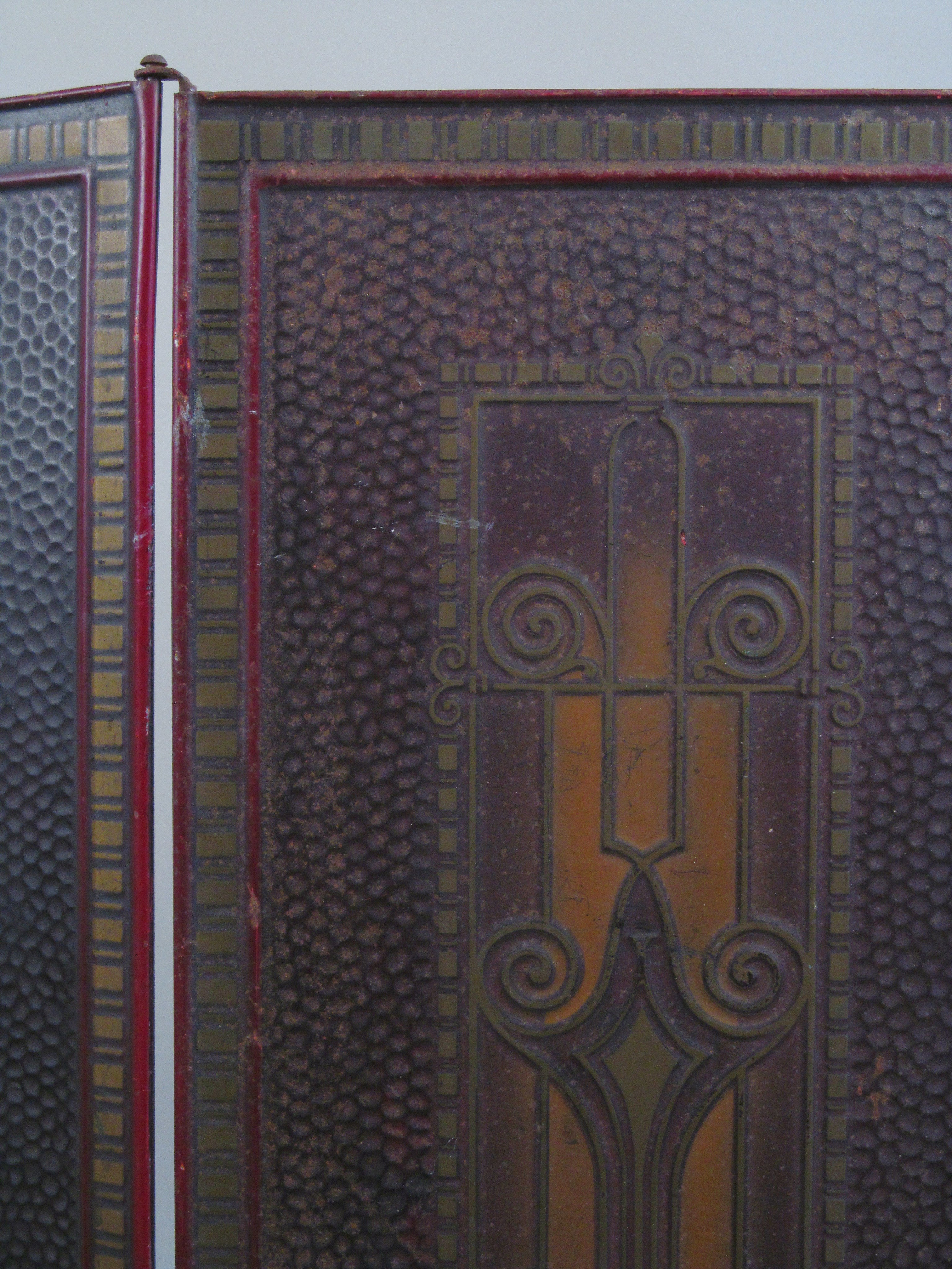 Jugendstil Folding Screen Early 20th century — side angle showing detailed patterned surface