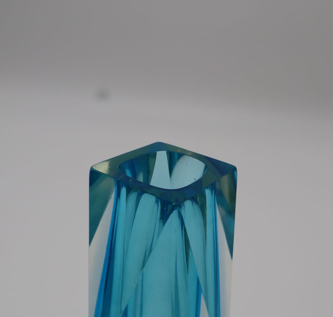 Blue vase by Flavio Poli for Seguso, Italy, 1980s — side angle