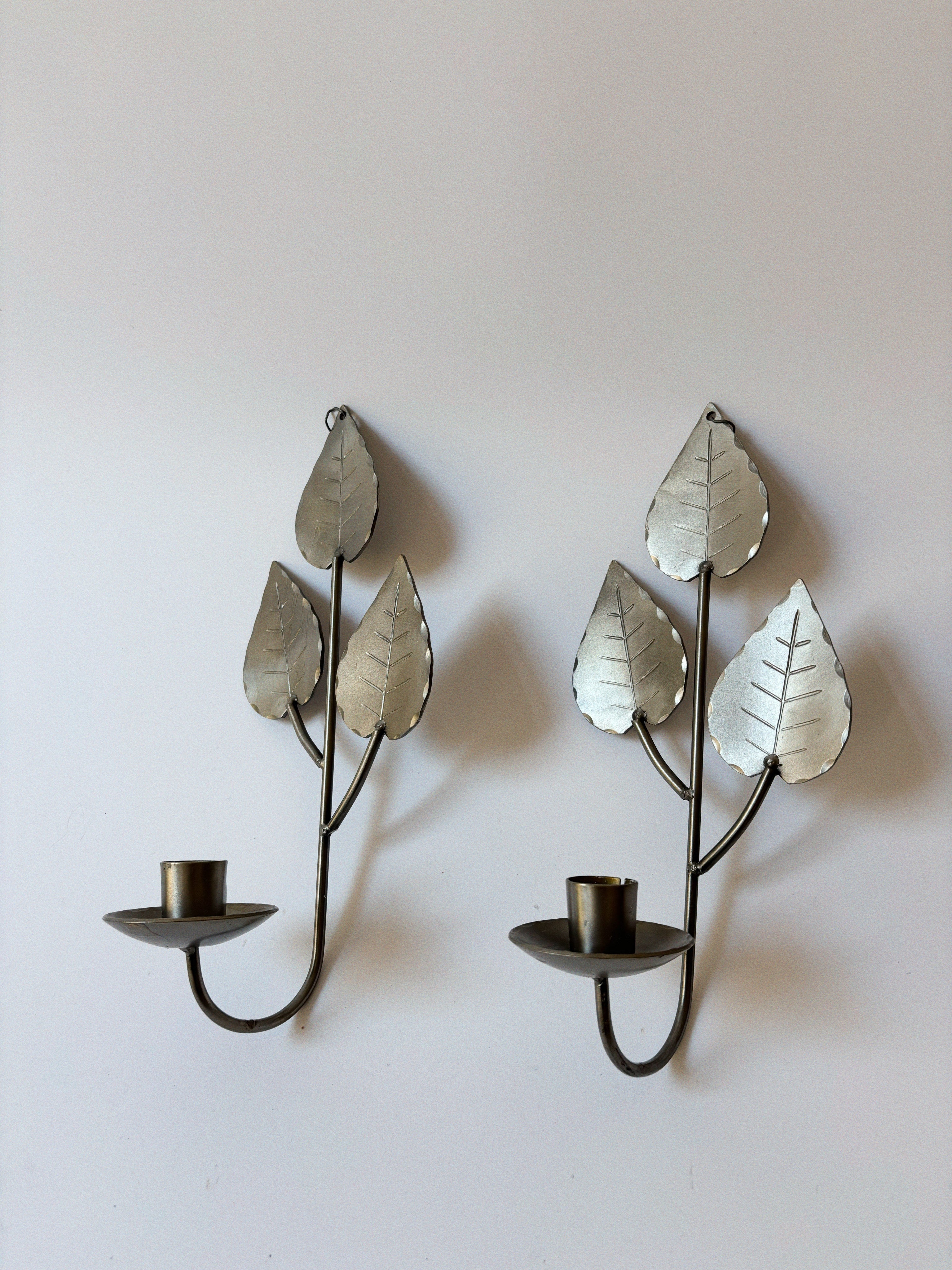 Metal Wall Candleholders, Sweden — detail view