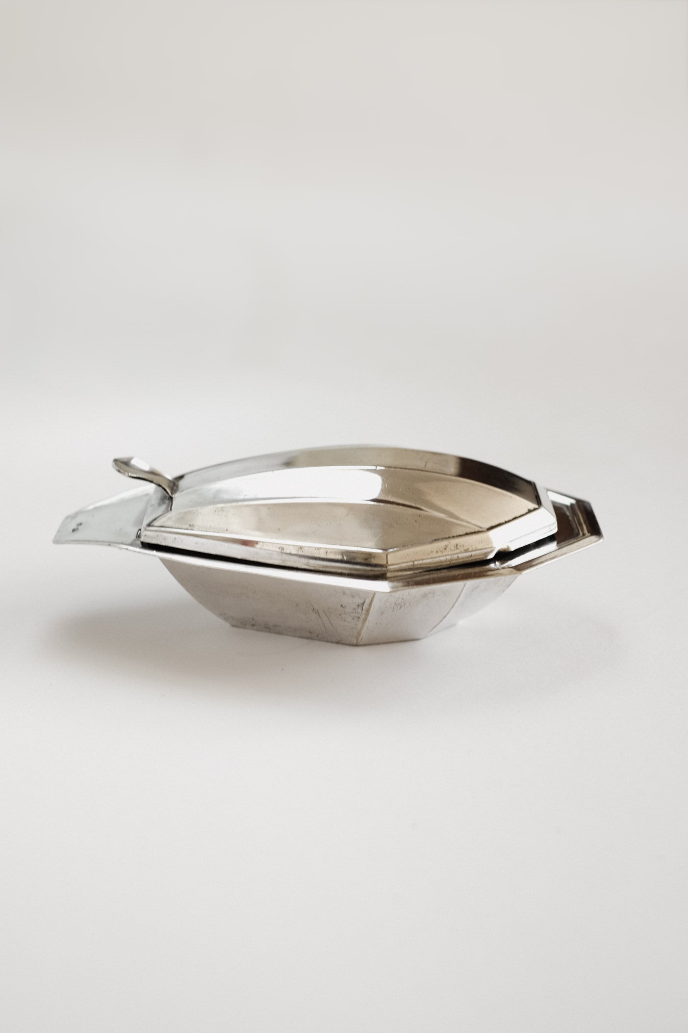 Vintage Silver-Plated Butter Dish — lifestyle setting
