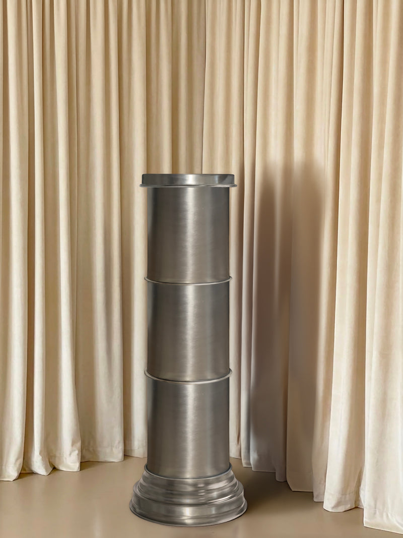 Art Deco End Tables in Metal - Brushed Aluminum Columns Collection by CASPAL | The Oblist