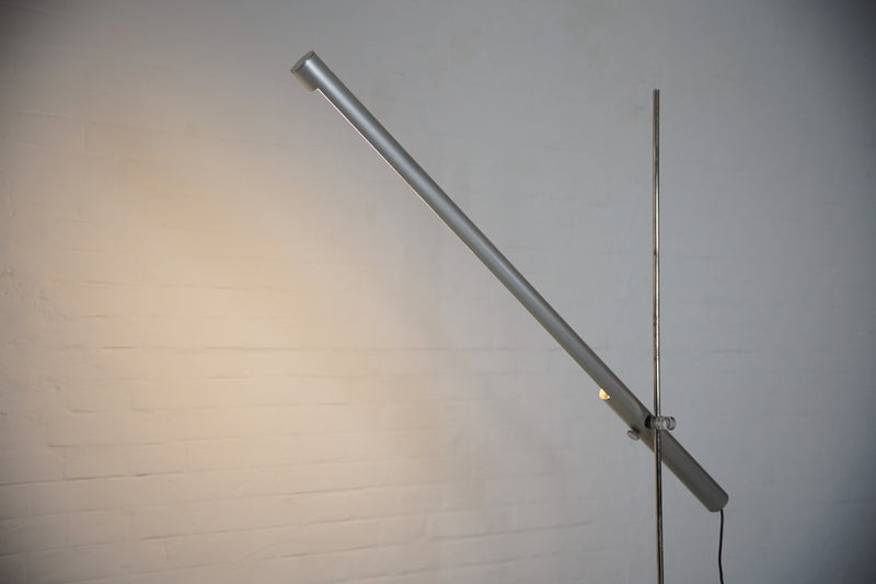 Modern silver metal floor lamp M60 with adjustable arm design