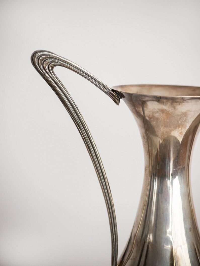 Art Nouveau Silver Plate Vase with Twin Loop Handles — close-up