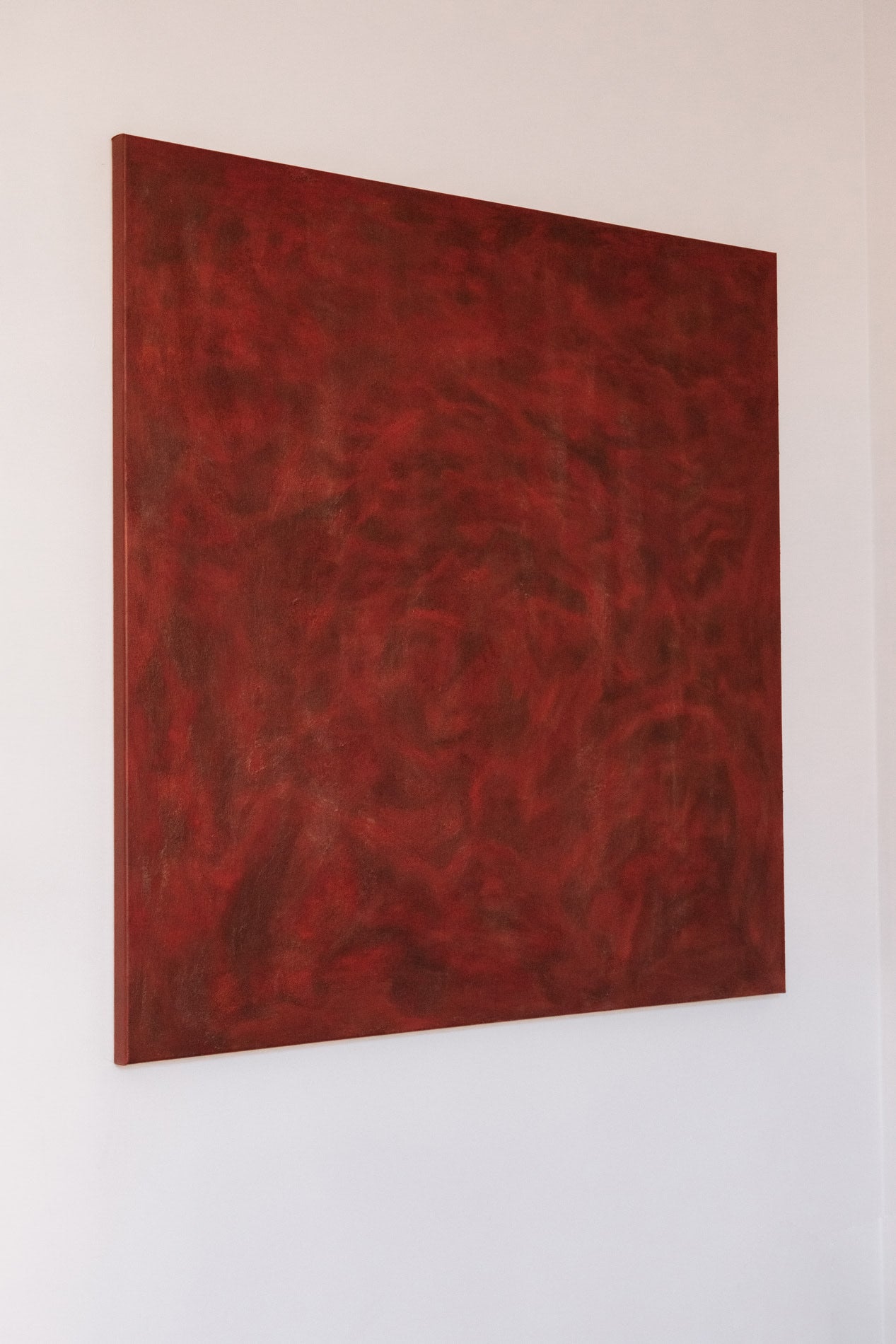 “Terra Cotta” Acrylic Painting — mounted on white wall in modern setting