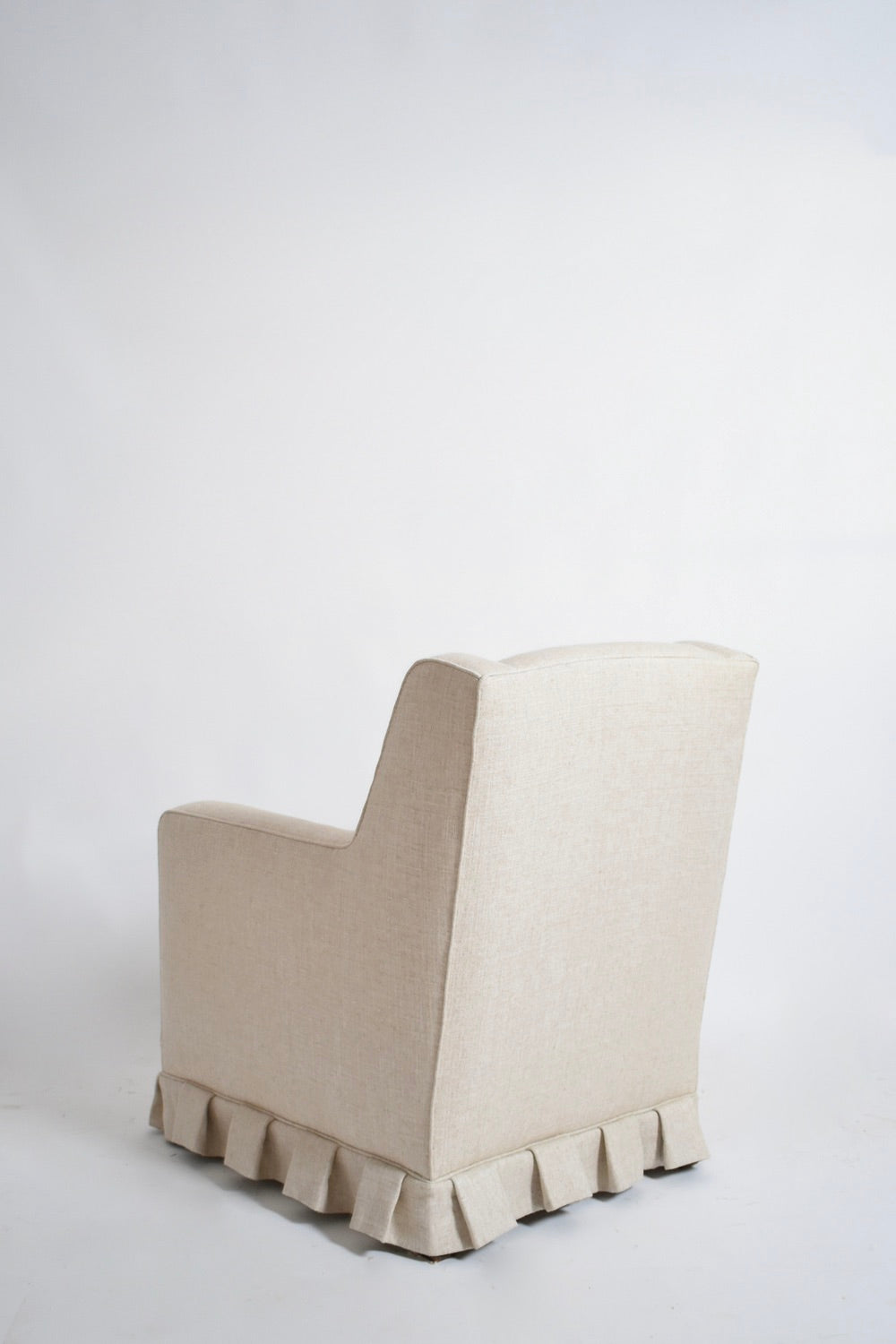 Pair of off white fringe armchairs, 1940s — lifestyle setting