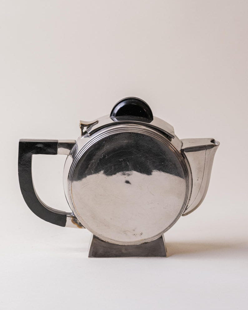 Art Deco Silver Plated Teapot by Studio Ecubed | The Oblist — silver finish, modern design