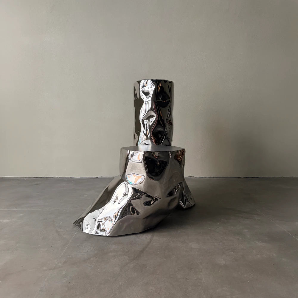 Stainless Steel Chair - Tronco Series by Nitush Aroosh — side angle