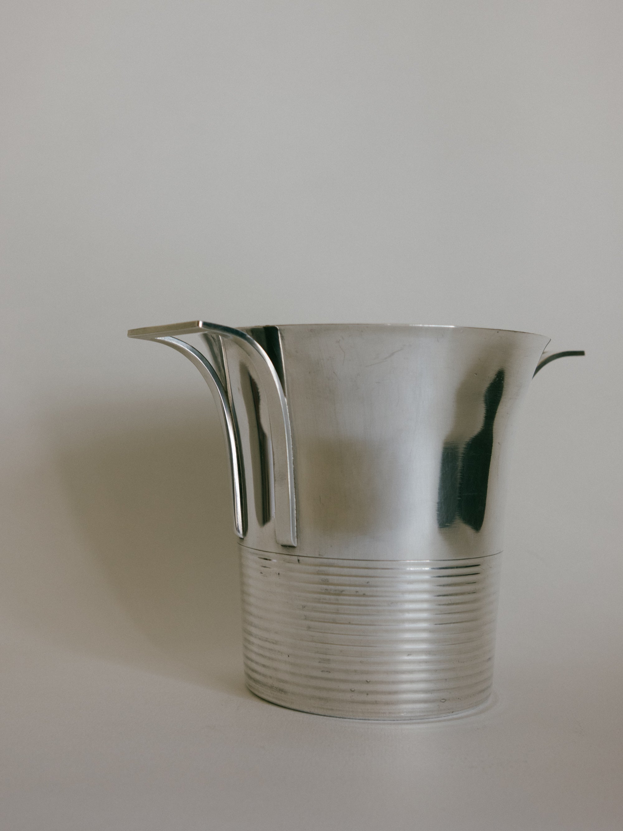 French Art Deco Silver-Plated Small Wine Cooler / Ice Bucket by Deschamps Frères c. 1930s — close-up