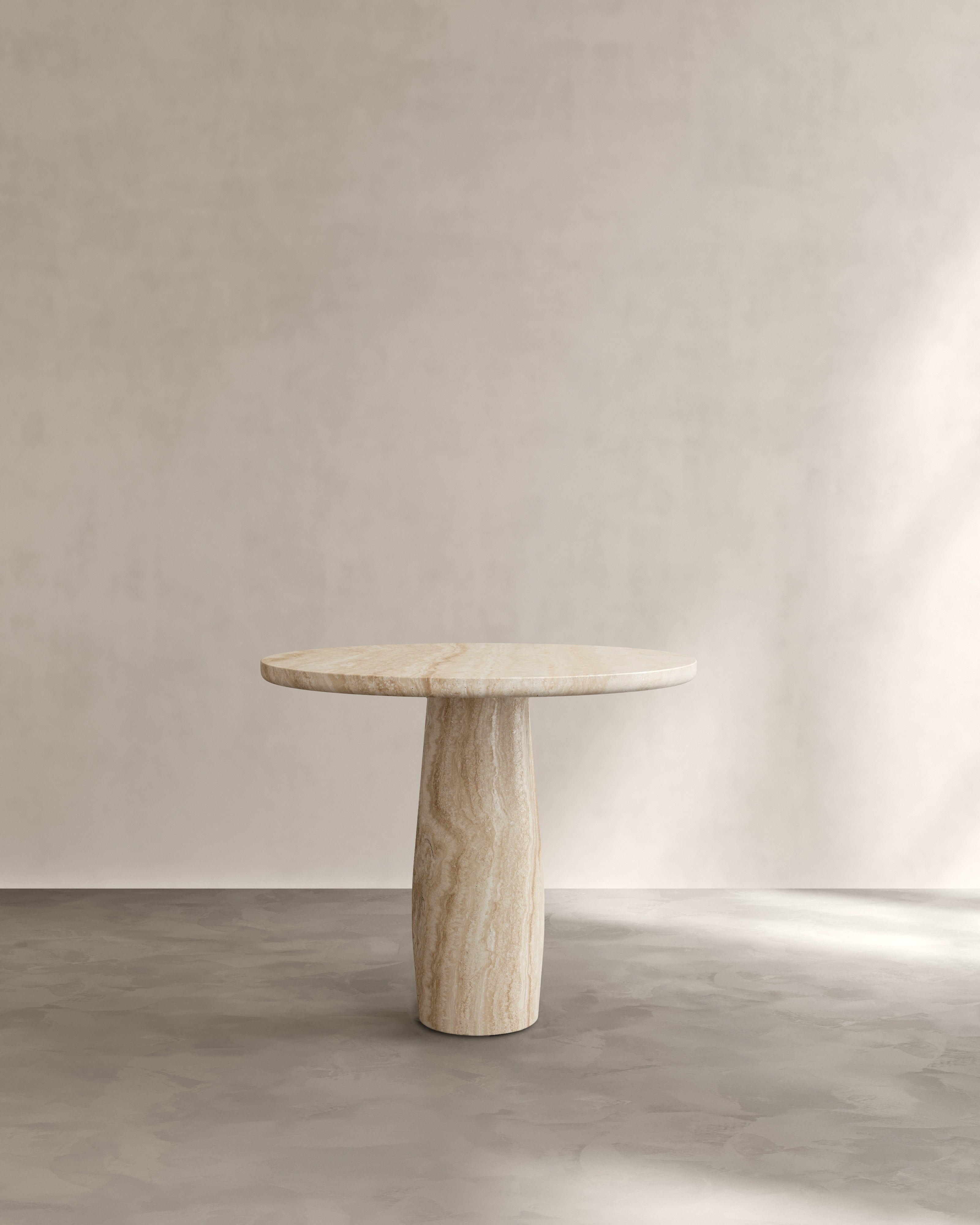 Raffaella Table I — side angle view of marble dining table