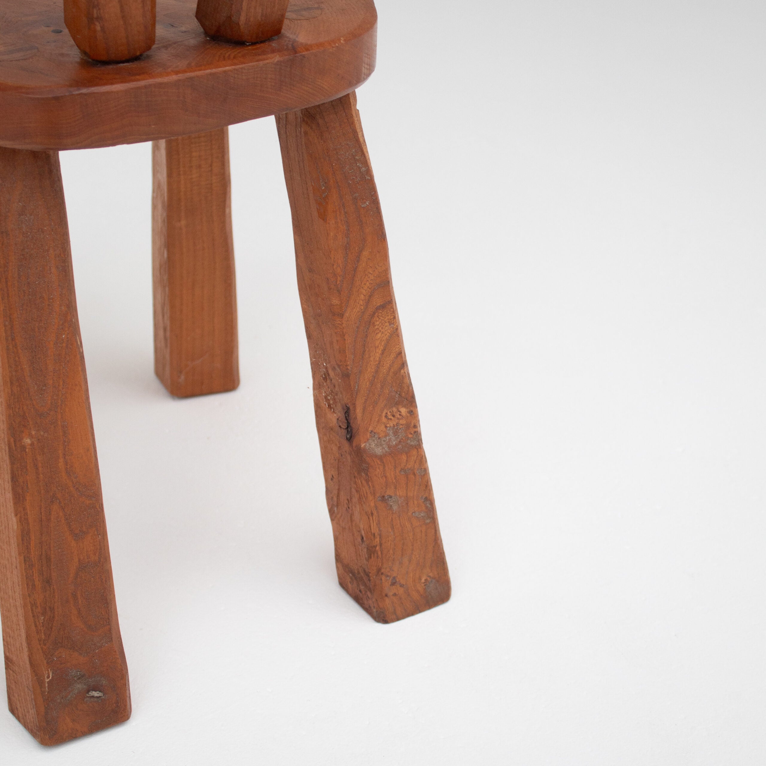 Small Brutalist Solid Elm Chair, France — view 9