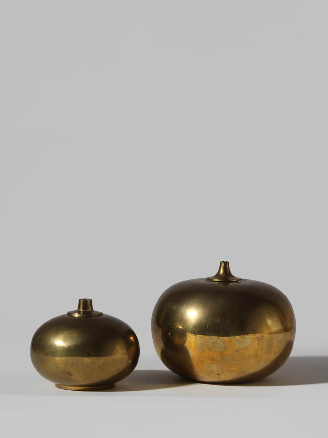 Brass Oil Lamp, Small — top view of polished brass surface