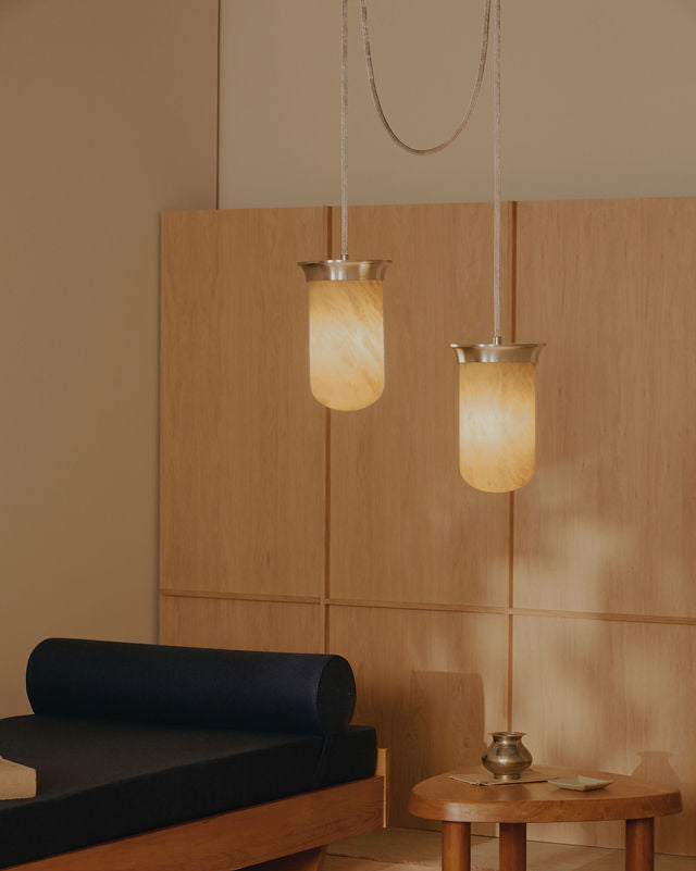 Alabaster Lanterns - YUKIMI Twin Pendants — detail view