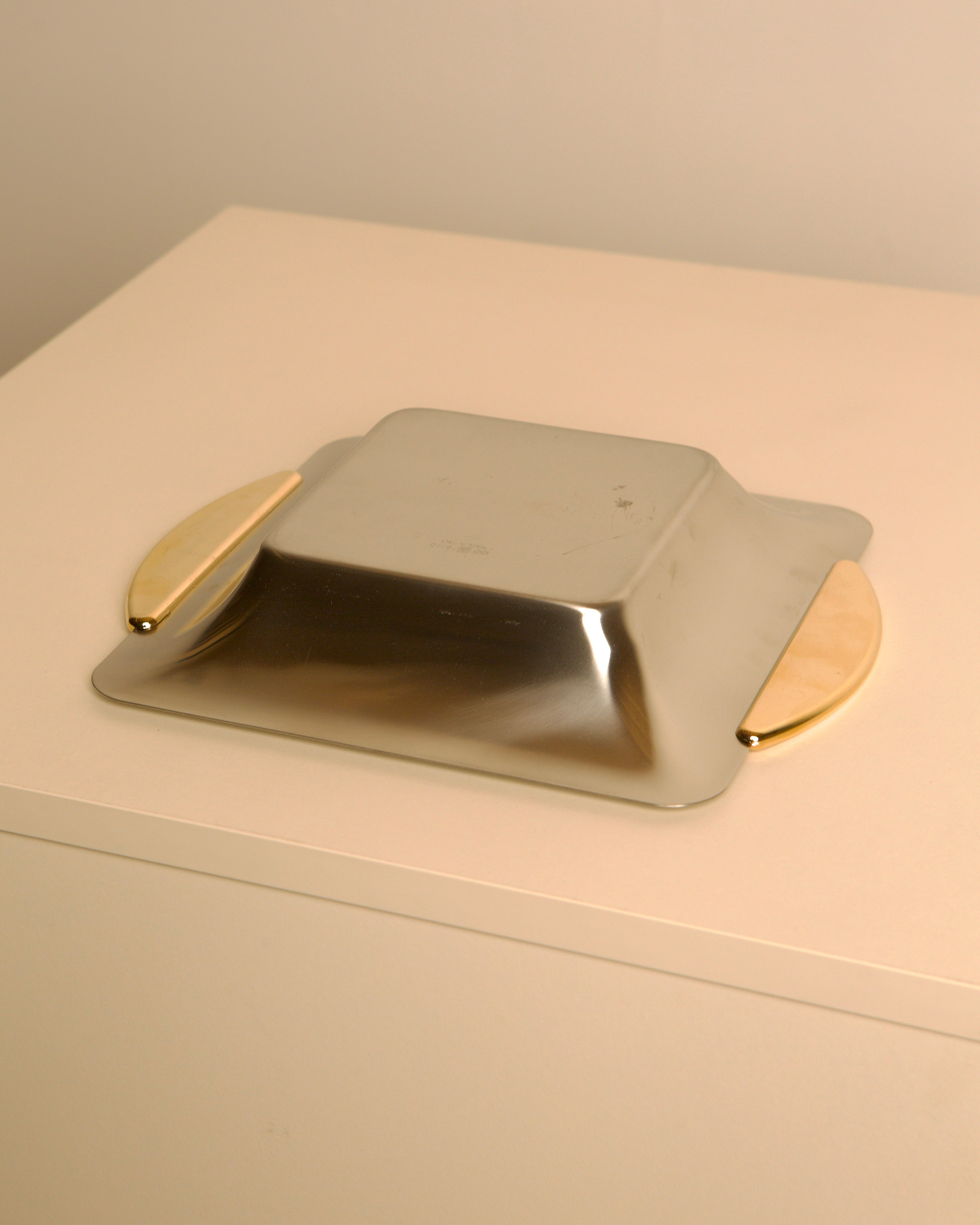 Italian stainless steel trinket tray by Elizabeth Line 80s — alternate view