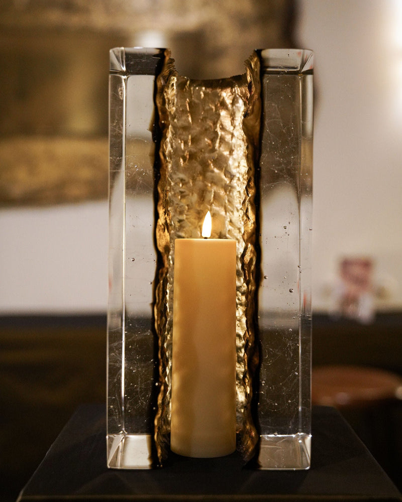 Brutalism Candle Holders in Glass - GEODA Collection by Marie Jeunet | The Oblist — handcrafted glass, gold accents