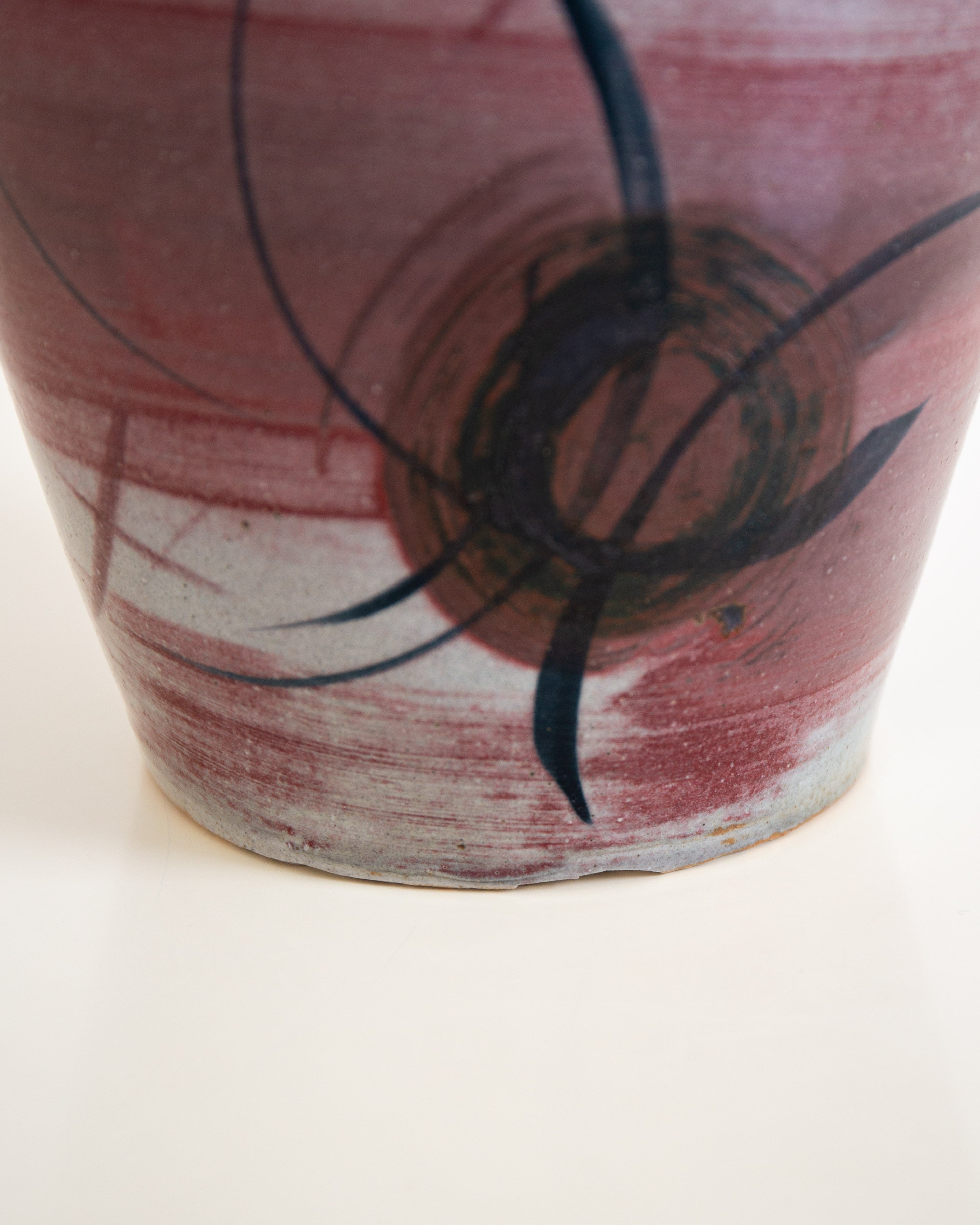 XL Ceramic Floor Vase by Herman Kähler, Denmark, 1930s — close-up of textured ceramic surface