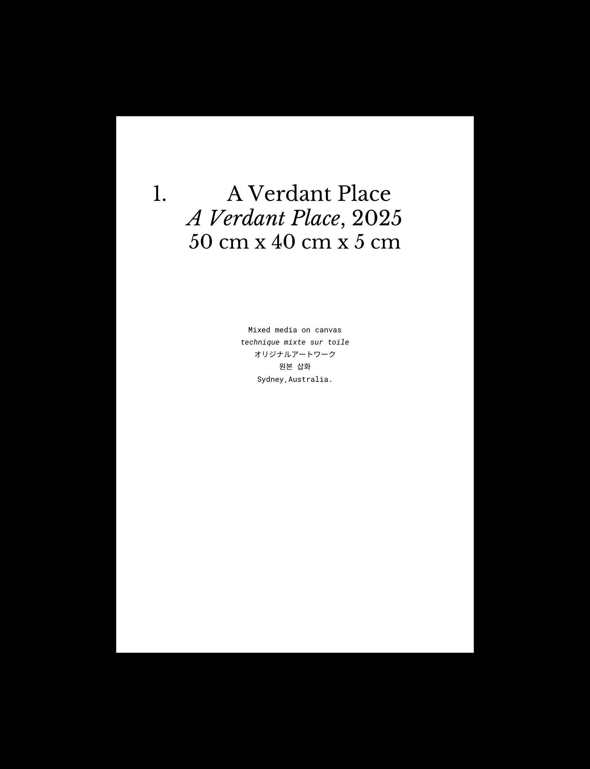 “A Verdant Place” Original Artwork — back view showing canvas texture and dimensions