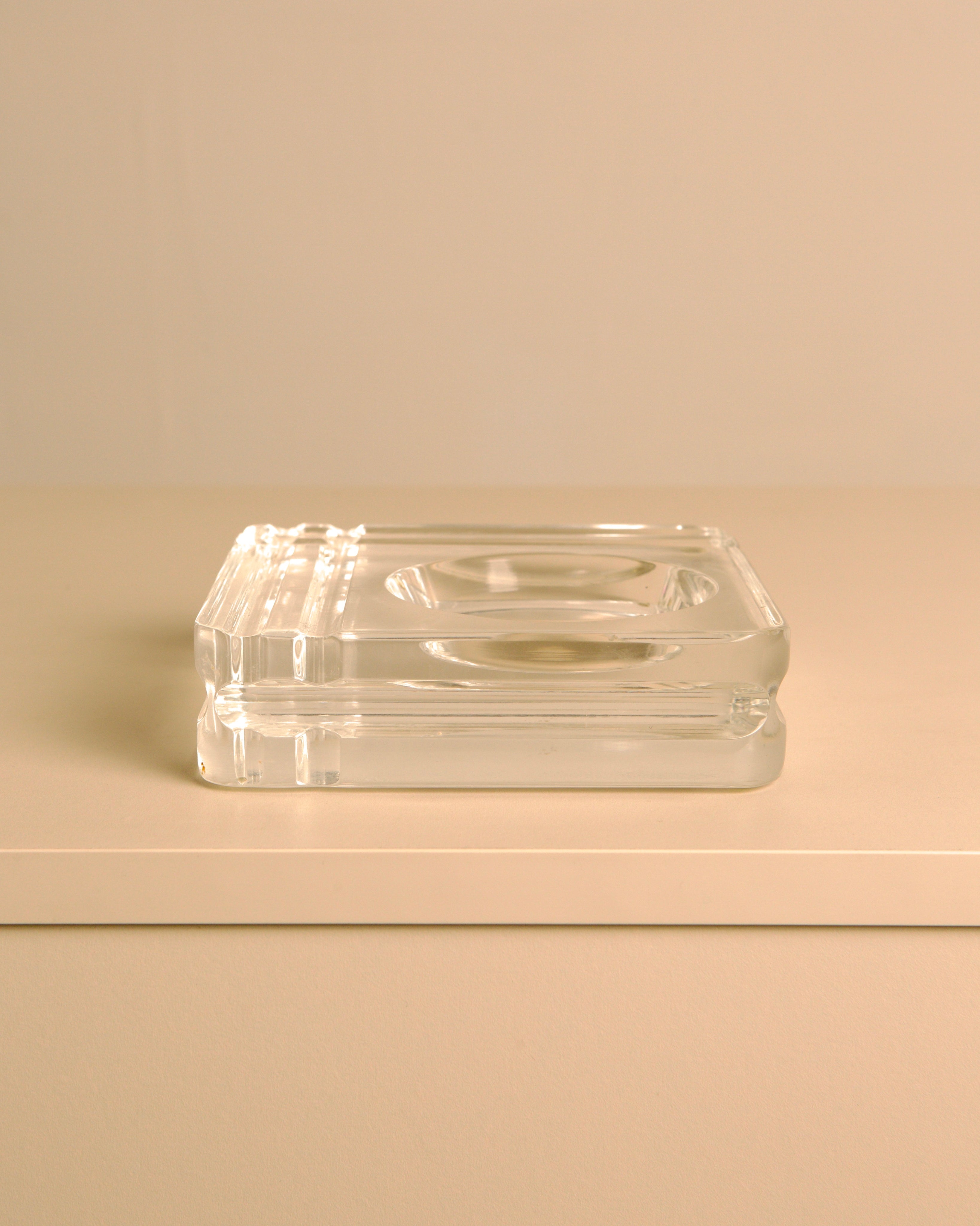 Title: Italian Square Lucite Catchall Dish, 1970s — detail view