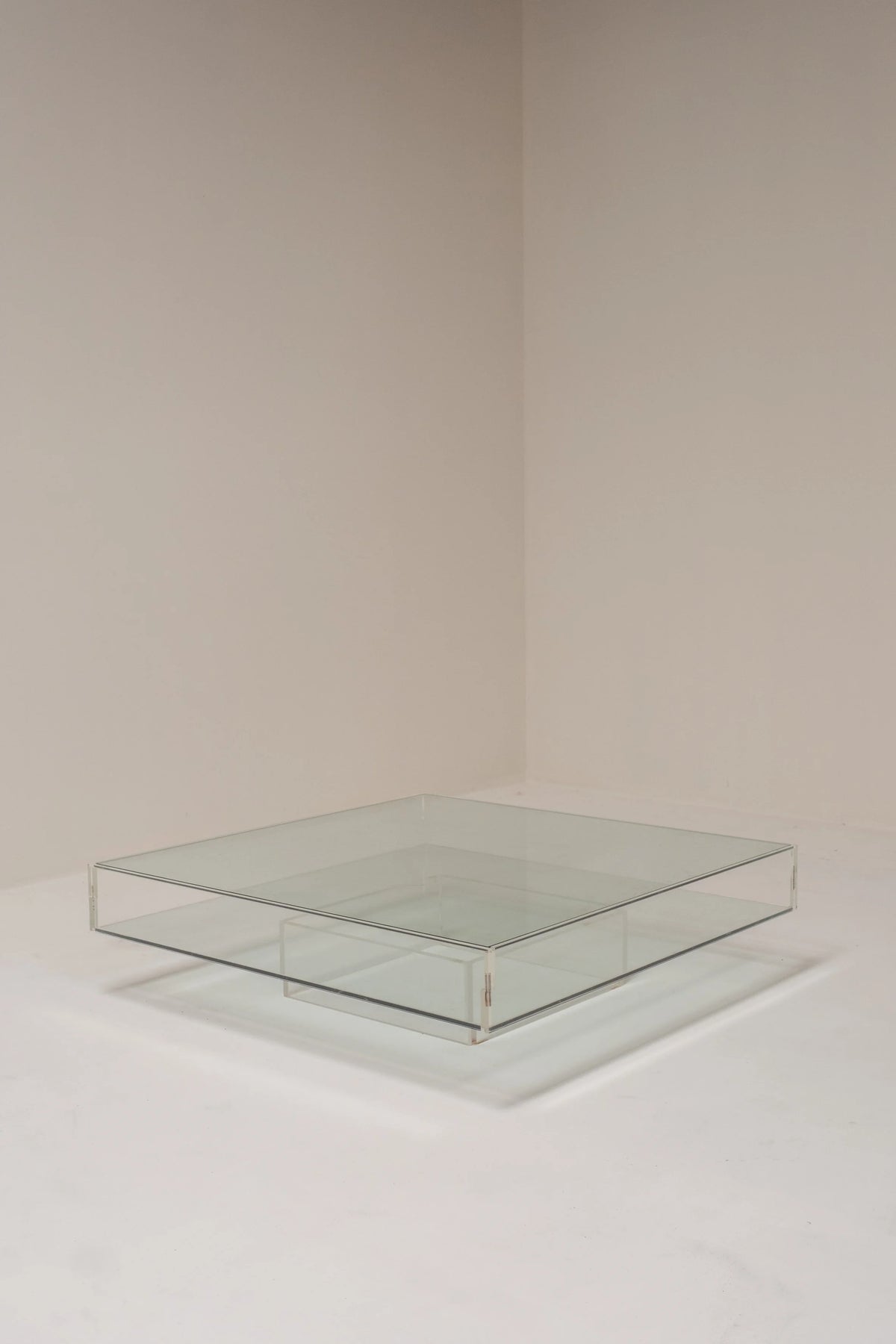 Glass and Plexiglass Display Coffee Table, 1970s — alternate view