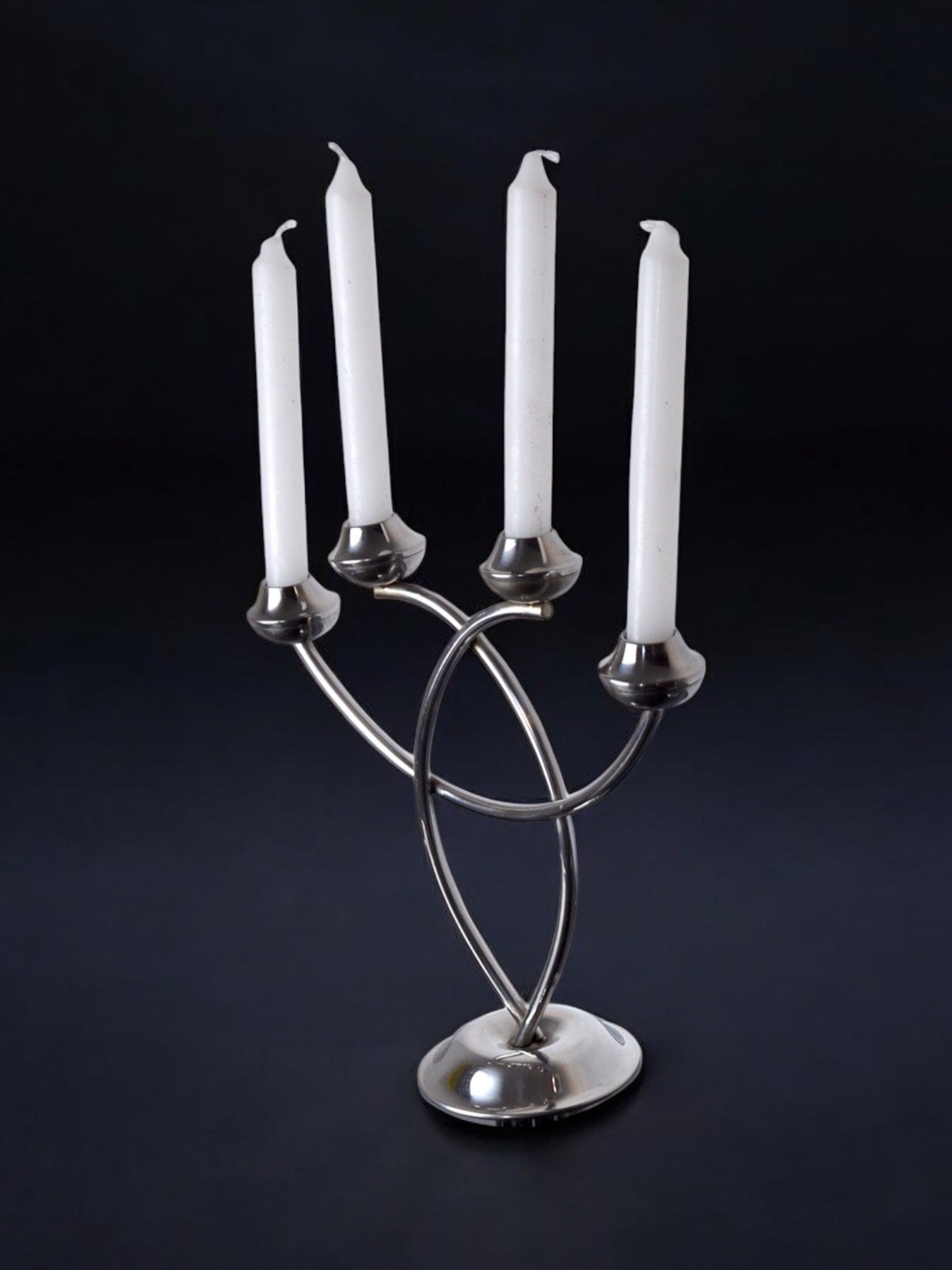 Stainless Steel Candleholder, 1970s — side angle