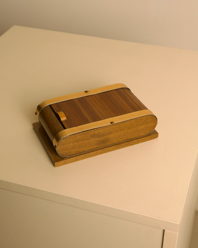 Italian Sliding Wood and Brass Box, 40s by Treaptyque | The Oblist — handcrafted wood and brass design