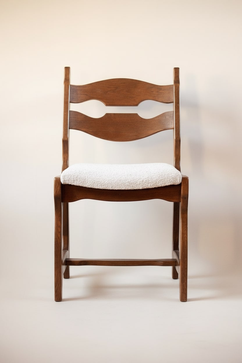 Set of six French Oak Dining Chairs attr Guillerme et Chambron