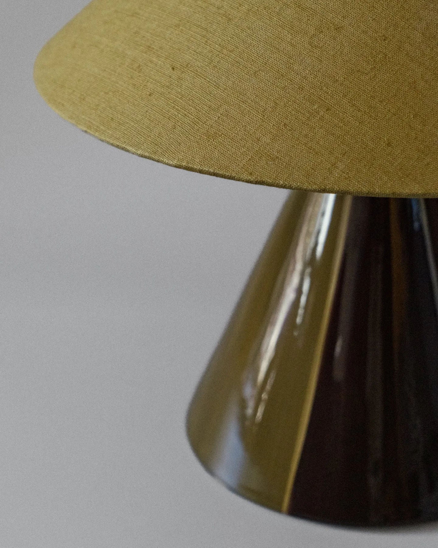 Caterina" Table Lamp - Golden Olive — side angle showing fabric shade and glossy base