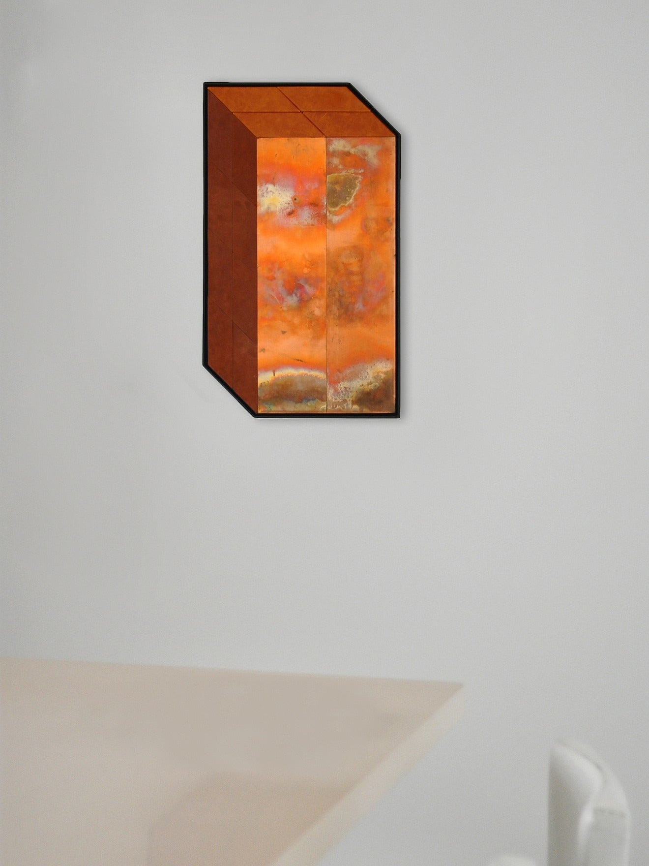 'Summer Piece' - Wall Sculpture in Copper and Leather — close-up