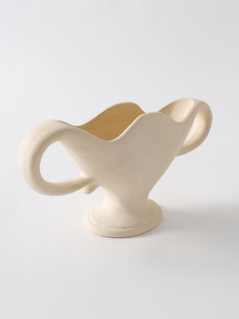 Vintage Vase in Stoneware - Fulham Pottery Mantle Collection — side view highlighting smooth cream surface