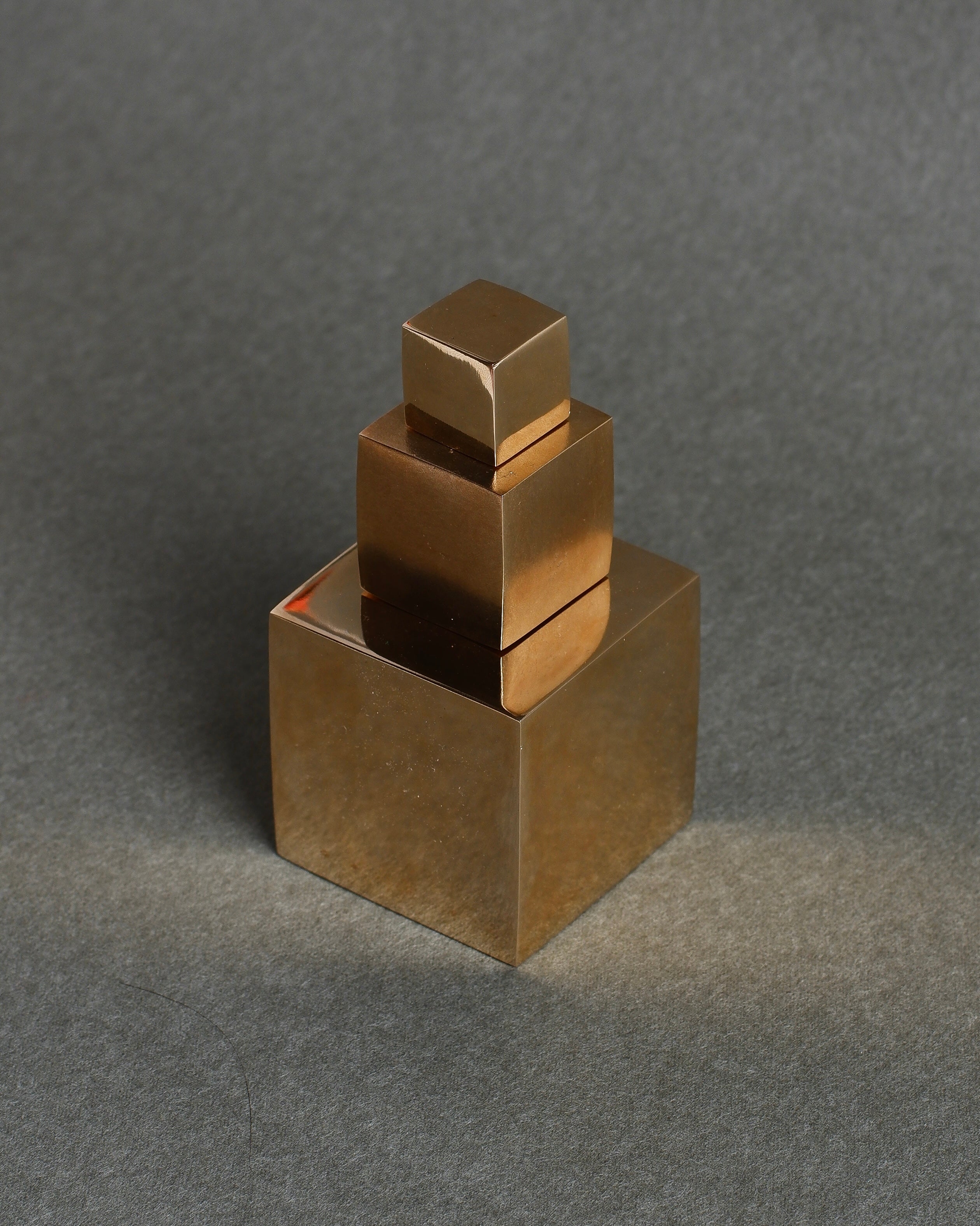 CUBE Cabinet Knob Small — side angle of polished brass design