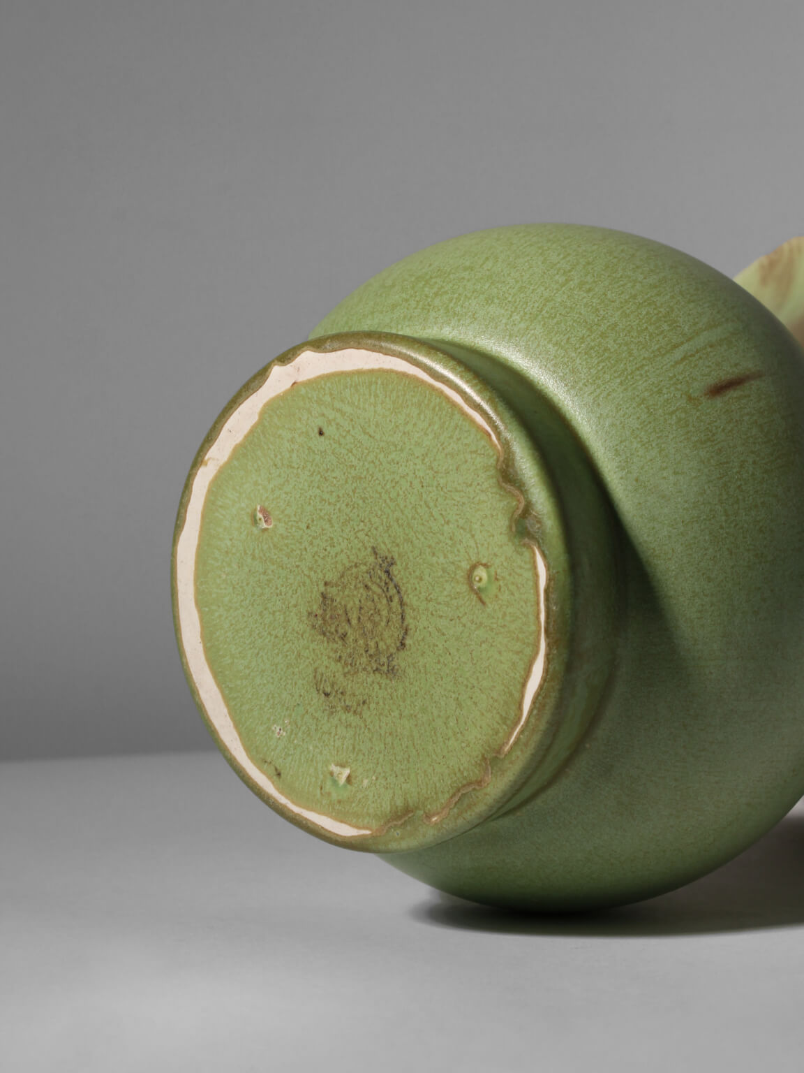 Art Deco Green Ceramic Vase — side angle