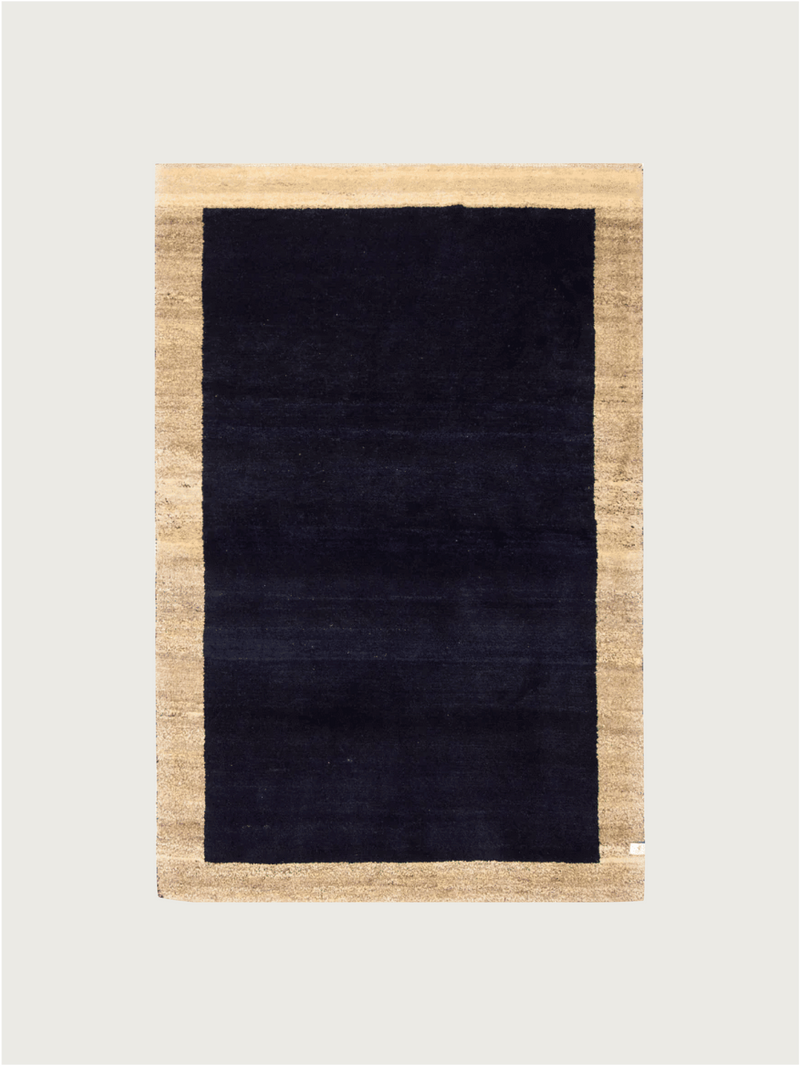 Gabbeh Rug in Midnight 119 x 183 cm by catalog:three | The Oblist — wool, dark blue and beige
