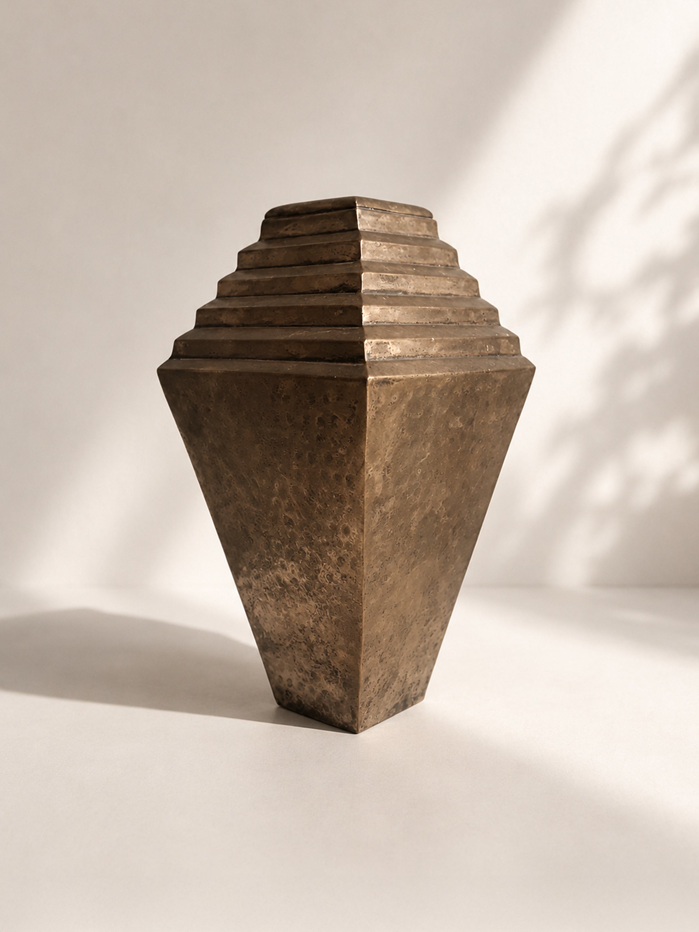 Art Deco Hammered Brass Vase - 1920s — detail view