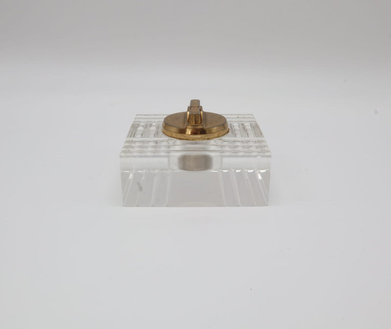 Plexiglass & Brass Table Lighter – Italy, 1970s — detail view