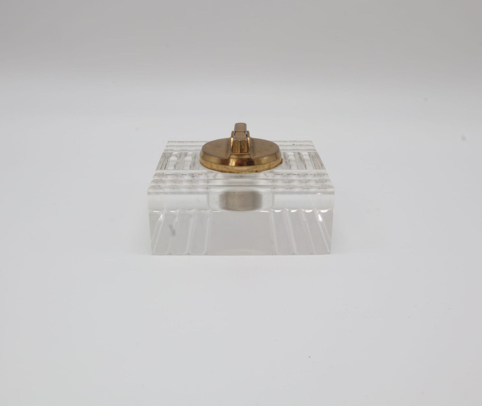 Plexiglass & Brass Table Lighter – Italy, 1970s — detail view