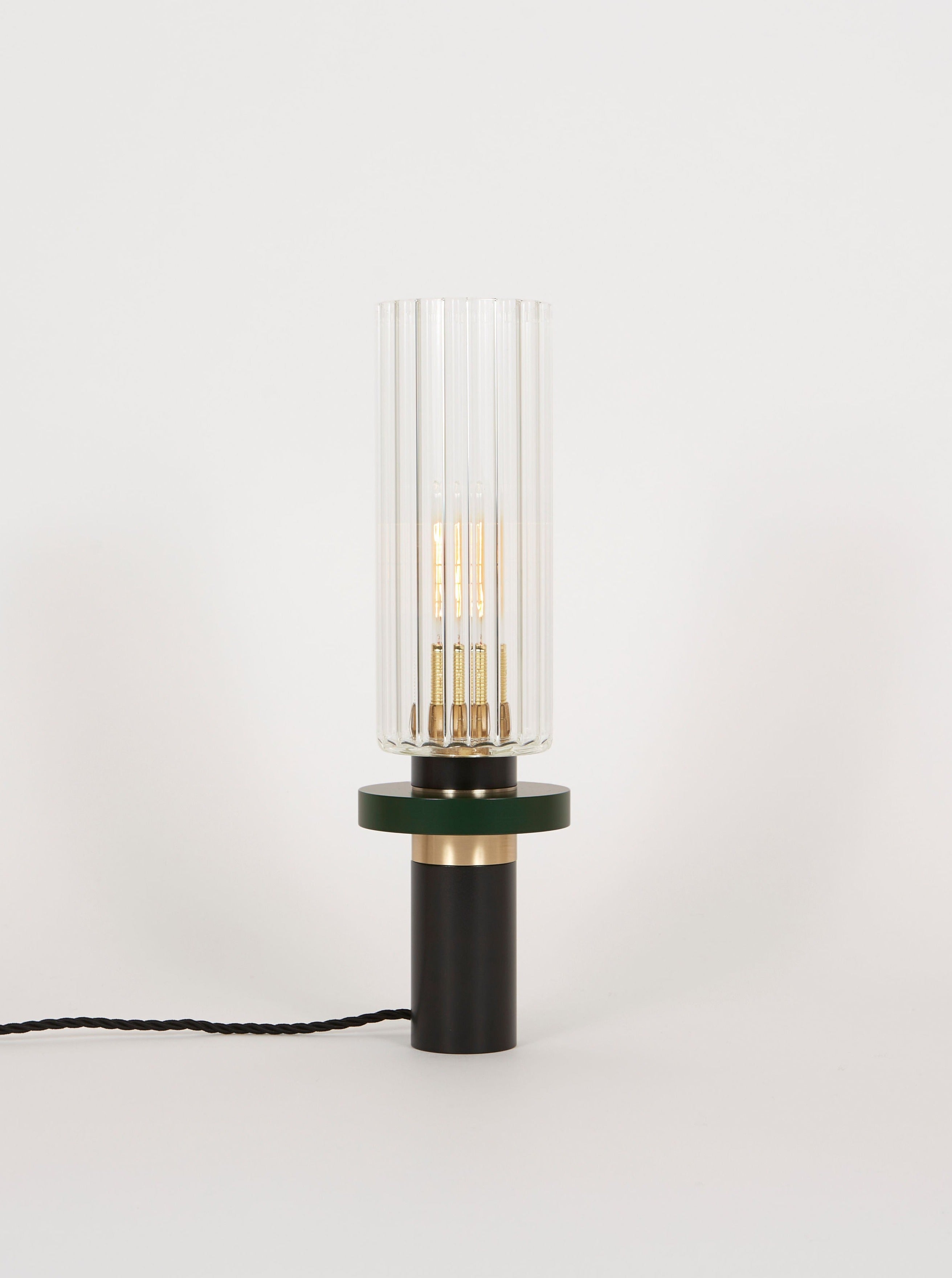 Alexandre Table Lamp — side angle showing glass shade and green base