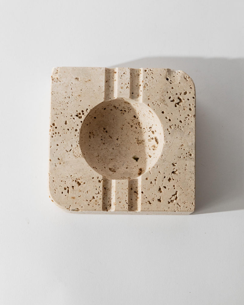 Vintage 1960s Alabaster Ashtray, Beige Stone Mid Century Design from San Gimignano Italy, Sculptural Table Decor, Timeless Elegant Gift Idea by Bottega Jacobs