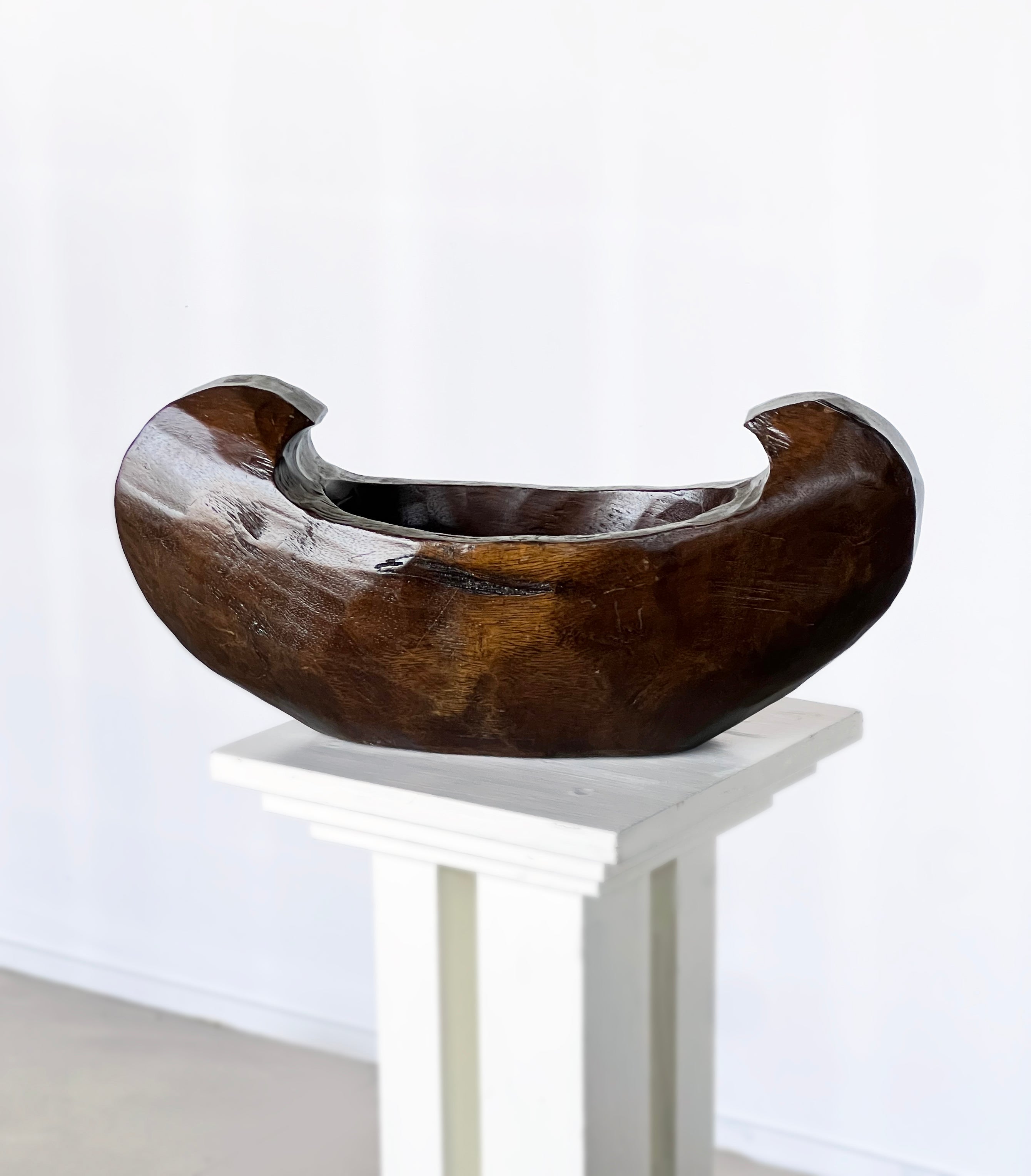 Hand-Carved Japanese Crescent Bowl — detail view
